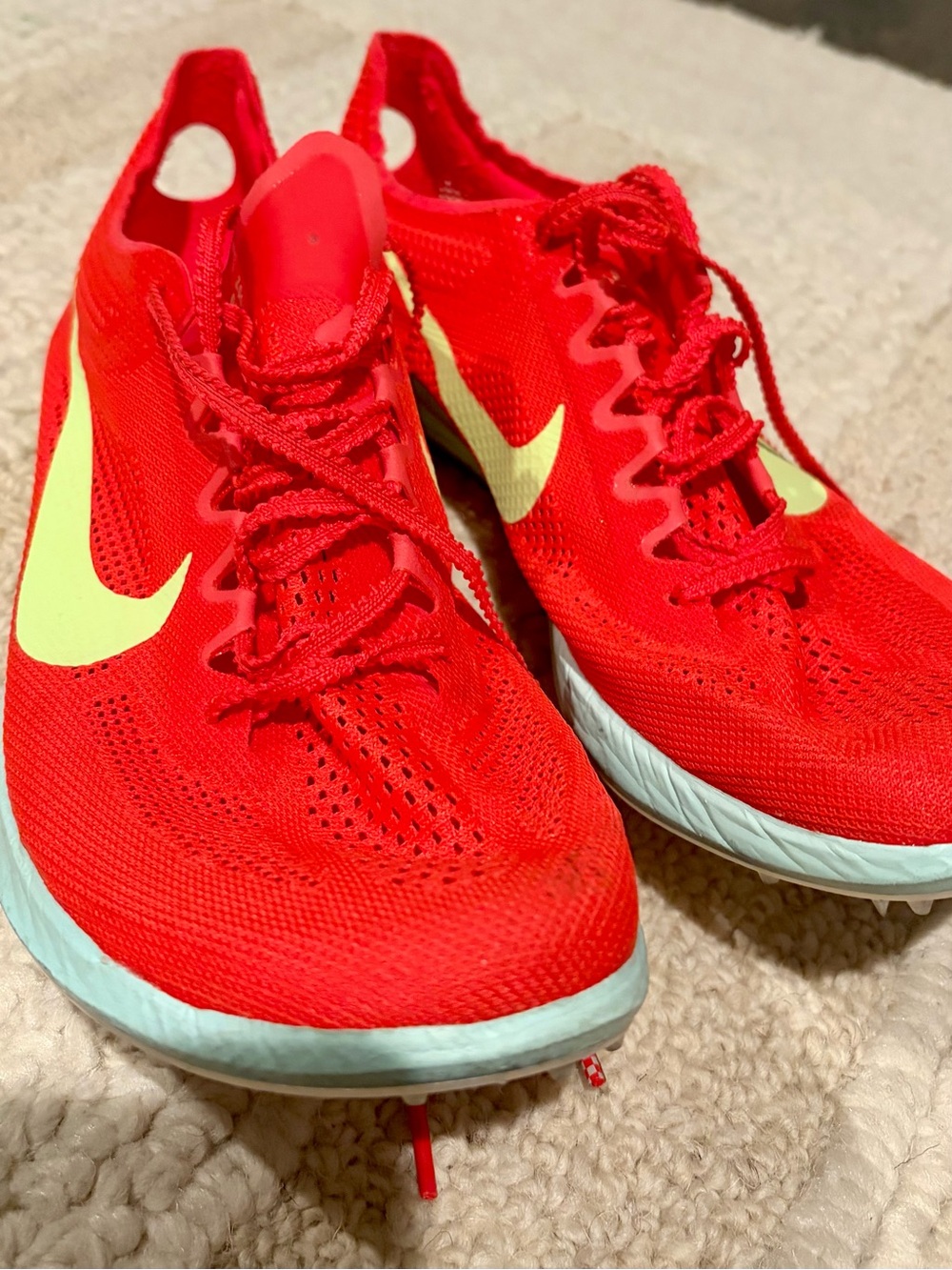 Nike Red Men's Running Sneakers with Neon Yellow Swoosh